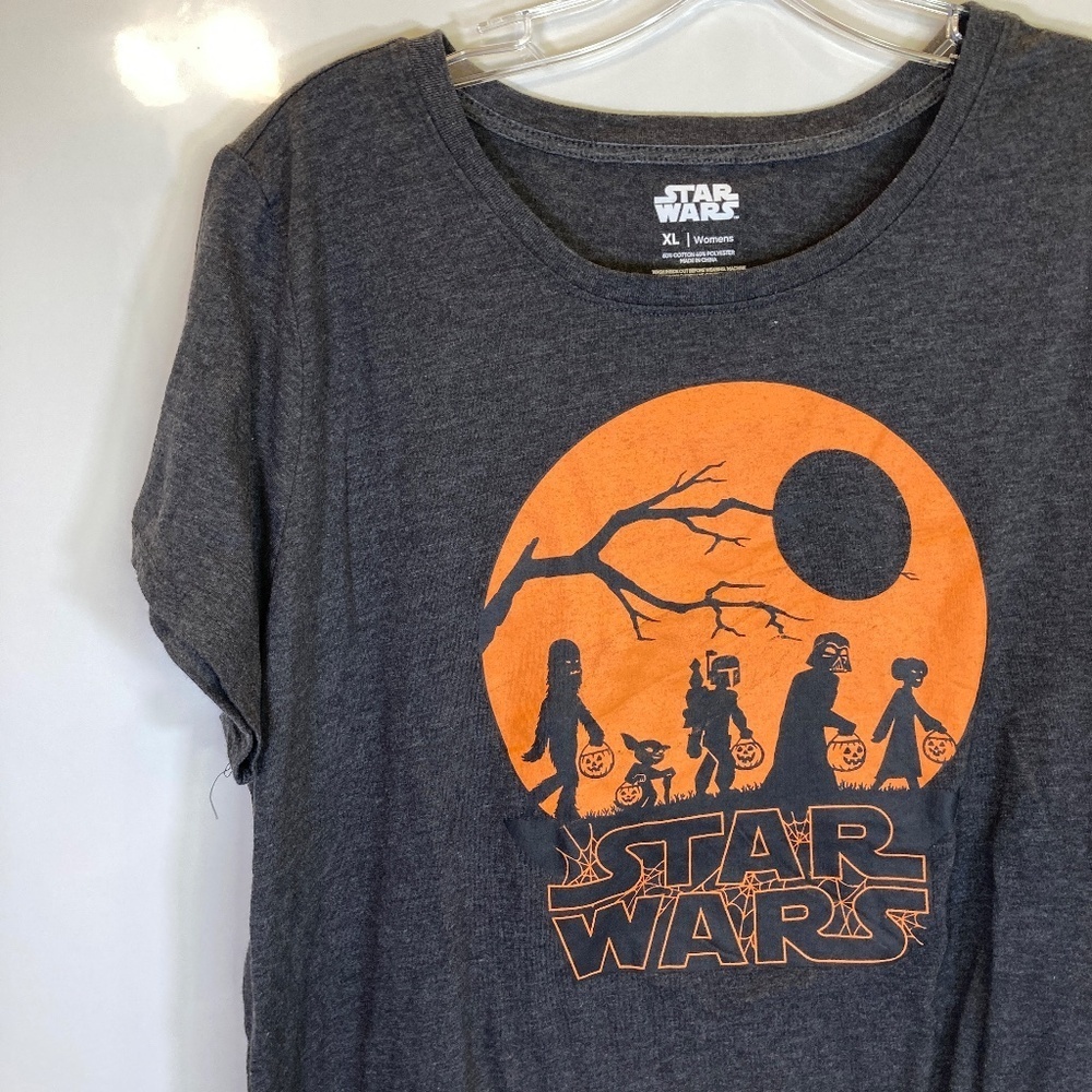 Star Wars Dark Gray Short Sleeve Shirt Sz XL Halloween Womens No Tags Good Shape - Picture 4 of 12